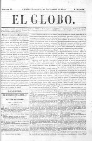 'El Globo' - Número 61 - 1840 diciembre 15