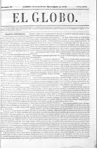 'El Globo' - Número 77 - 1840 diciembre 31