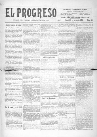 'El Progreso' - Año 1 Número 15 - 1905 agosto 21