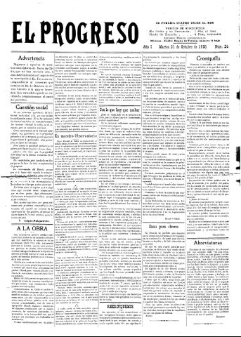 'El Progreso' - Año 1 Número 24 - 1905 octubre 31