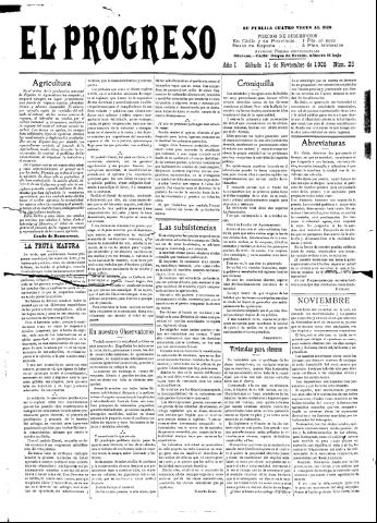 'El Progreso' - Año 1 Número 25 - 1905 noviembre 11