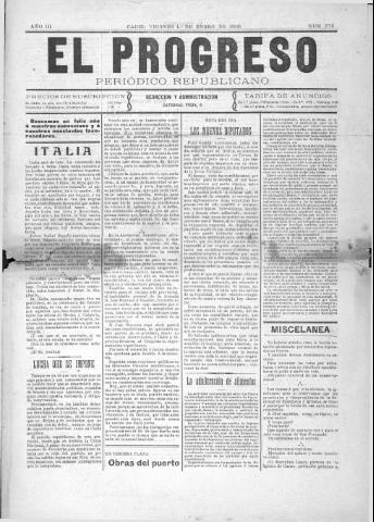 'El Progreso' - Año 3 Número 276 - 1909 enero 1