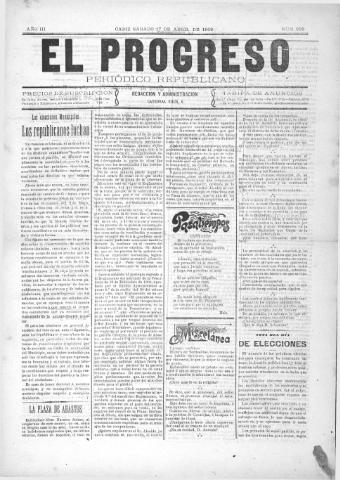 'El Progreso' - Año 3 Número 289 - 1909 abril 17