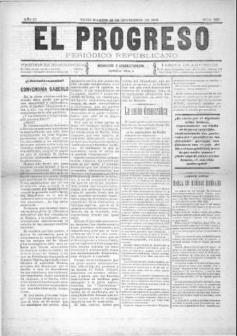 'El Progreso' - Año 3 Número 320 - 1909 noviembre 16