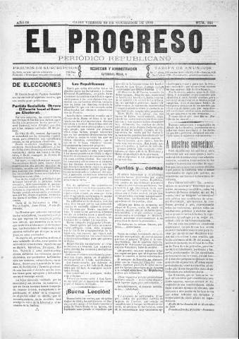 'El Progreso' - Año 3 Número 321 - 1909 noviembre 26