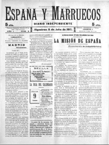 'España y Marruecos  : diario independiente' - Año 1 Número 8 - 1917 julio 9