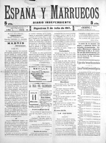 'España y Marruecos  : diario independiente' - Año 1 Número 10 - 1917 julio 11