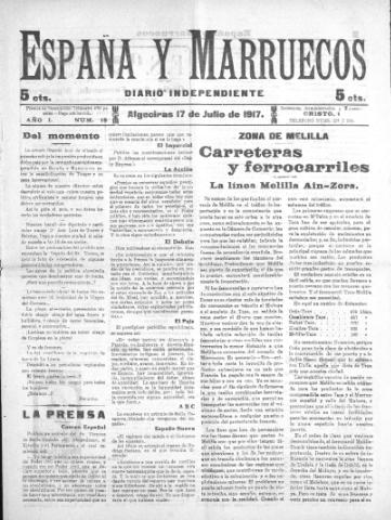 'España y Marruecos  : diario independiente' - Año 1 Número 15 - 1917 julio 17