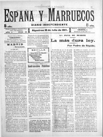 'España y Marruecos  : diario independiente' - Año 1 Número 16 - 1917 julio 18