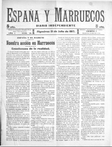'España y Marruecos  : diario independiente' - Año 1 Número 18 - 1917 julio 21