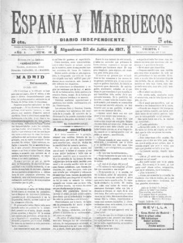 'España y Marruecos  : diario independiente' - Año 1 Número 19 - 1917 julio 22