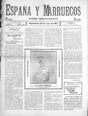 'España y Marruecos  : diario independiente' - Año 1 Número 20 - 1917 julio 23