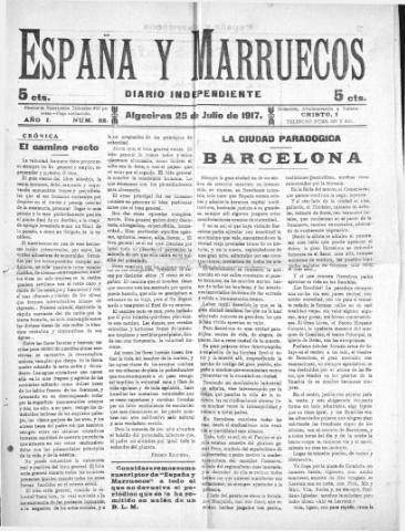 'España y Marruecos  : diario independiente' - Año 1 Número 22 - 1917 julio 25