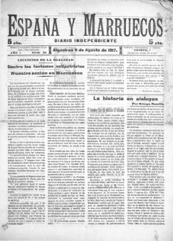 'España y Marruecos  : diario independiente' - Año 1 Número 35 - 1917 agosto 9