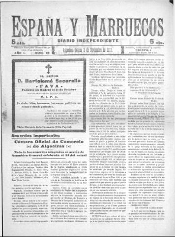 'España y Marruecos  : diario independiente' - Año 1 Número 96 - 1917 noviembre 3
