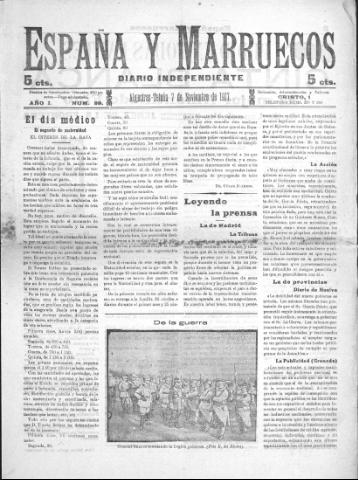 'España y Marruecos  : diario independiente' - Año 1 Número 99 - 1917 noviembre 7