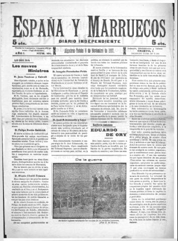 'España y Marruecos  : diario independiente' - Año 1 Número 101 - 1917 noviembre 9