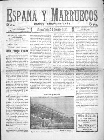 'España y Marruecos  : diario independiente' - Año 1 Número 104 - 1917 noviembre 13