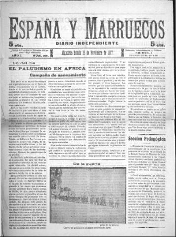 'España y Marruecos  : diario independiente' - Año 1 Número 106 - 1917 noviembre 15