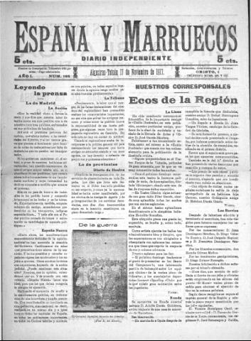 'España y Marruecos  : diario independiente' - Año 1 Número 108 - 1917 noviembre 17