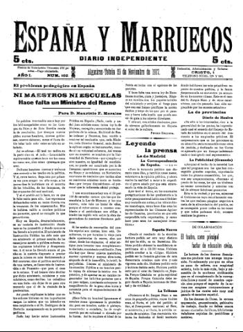 'España y Marruecos  : diario independiente' - Año 1 Número 102 - 1917 noviembre 21