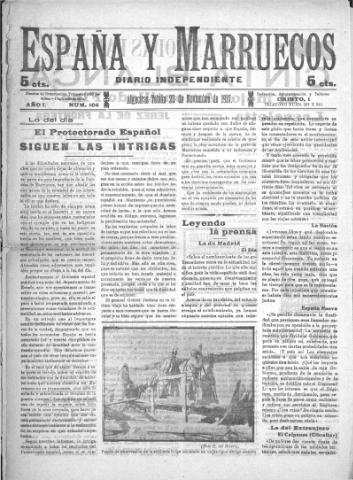 'España y Marruecos  : diario independiente' - Año 1 Número 104 - 1917 noviembre 23