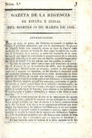 'Gazeta de la regencia de España e Indias' - Número 1 - 1810 marzo 13