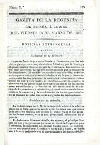 'Gazeta de la regencia de España e Indias' - Número 2 - 1810 marzo 16
