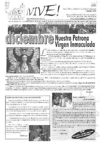 '¡Vive! tu parroquia :  boletín mensual de la Parroquia de la Inmaculada' - Número 6 - 2008 diciembre 1