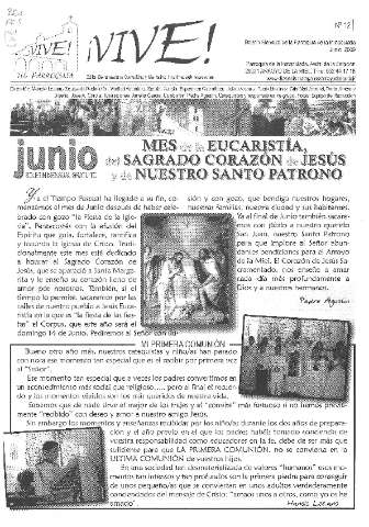 '¡Vive! tu parroquia :  boletín mensual de la Parroquia de la Inmaculada' - Número 12 - 2009 junio 1