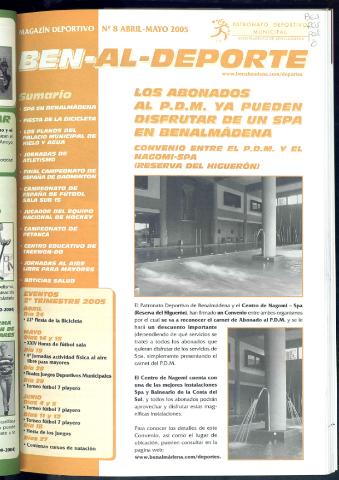 'BEN-AL-DEPORTE  : magazín deportivo / Patronato Deportivo Municipal' - Número 8 - 2005 abril 1