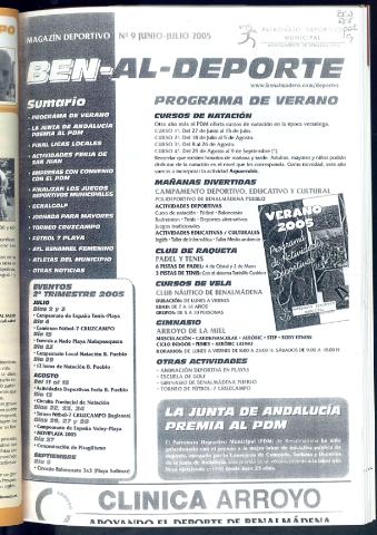'BEN-AL-DEPORTE  : magazín deportivo / Patronato Deportivo Municipal' - Número 9 - 2005 junio 1