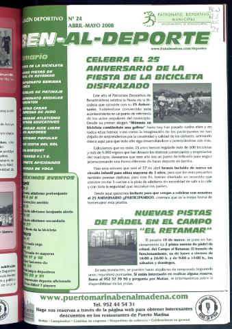 'BEN-AL-DEPORTE  : magazín deportivo / Patronato Deportivo Municipal' - Número 24 - 2008 abril 1