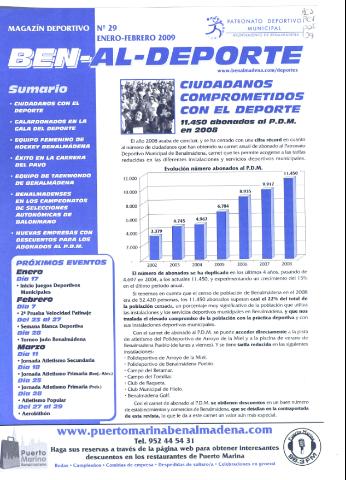 'BEN-AL-DEPORTE  : magazín deportivo / Patronato Deportivo Municipal' - Número 29 - 2009 enero 1