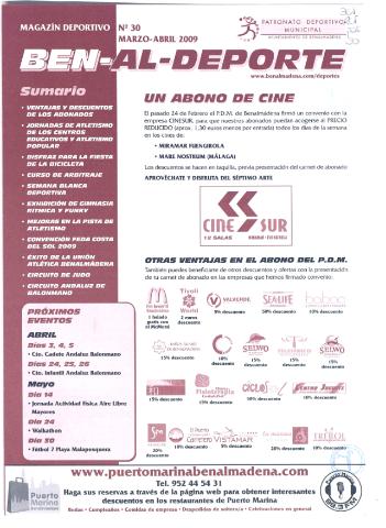 'BEN-AL-DEPORTE  : magazín deportivo / Patronato Deportivo Municipal' - Número 30 - 2009 marzo 1