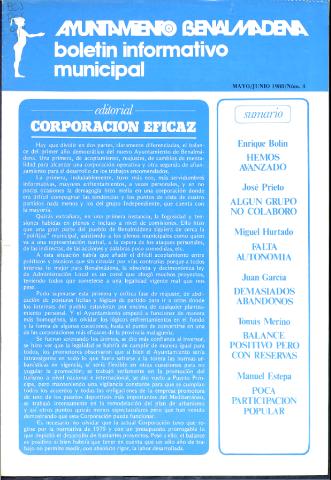 'Ayuntamiento Benalmádena  : boletín informativo municipal' - Número 4 - 1980 mayo 1