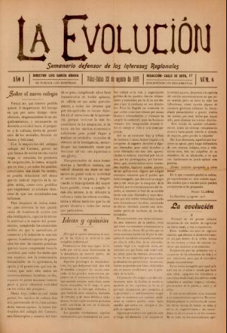 'La Evolución : semanario defensor de los intereses regionales' - Año 1 Número 6 - 1915 agosto 22