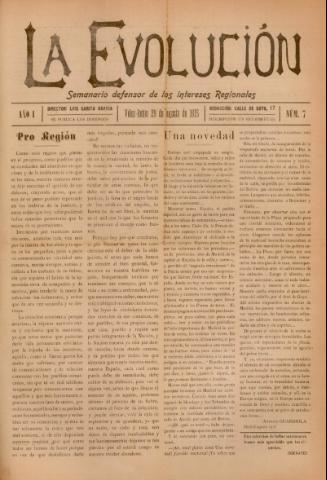'La Evolución : semanario defensor de los intereses regionales' - Año 1 Número 7 - 1915 agosto 29