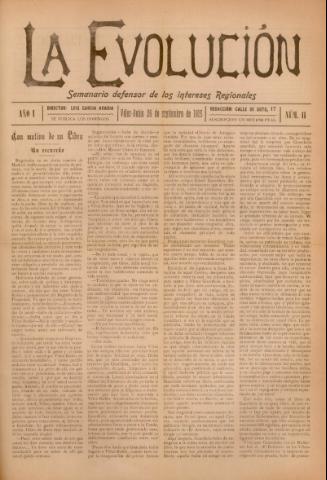 'La Evolución : semanario defensor de los intereses regionales' - Año 1 Número 11 - 1915 septiembre 26