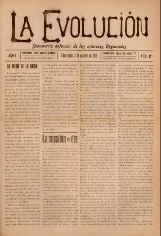 'La Evolución : semanario defensor de los intereses regionales' - Año 1 Número 12 - 1915 octubre 03