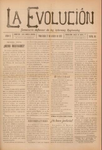 'La Evolución : semanario defensor de los intereses regionales' - Año 1 Número 14 - 1915 octubre 17