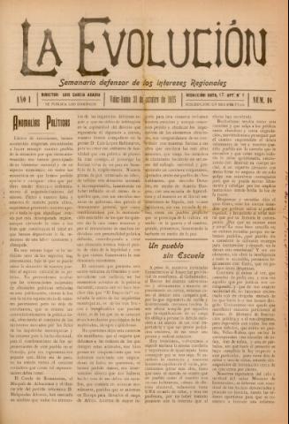 'La Evolución : semanario defensor de los intereses regionales' - Año 1 Número 16 - 1915 octubre 31