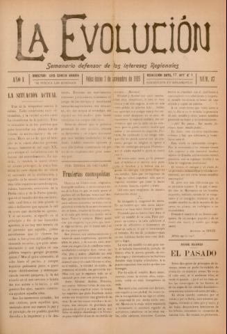 'La Evolución : semanario defensor de los intereses regionales' - Año 1 Número 17 - 1915 noviembre 07