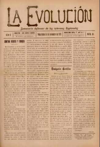'La Evolución : semanario defensor de los intereses regionales' - Año 1 Número 18 - 1915 noviembre 14