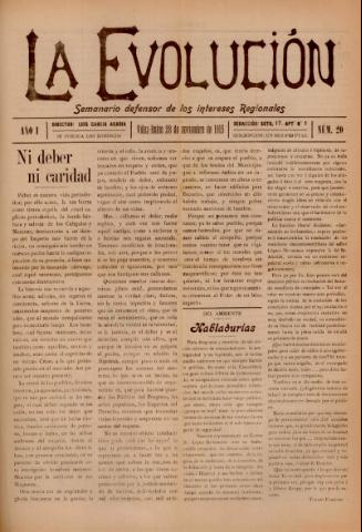 'La Evolución : semanario defensor de los intereses regionales' - Año 1 Número 20 - 1915 noviembre 28