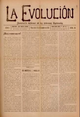 'La Evolución : semanario defensor de los intereses regionales' - Año 1 Número 24 - 1915 diciembre 26