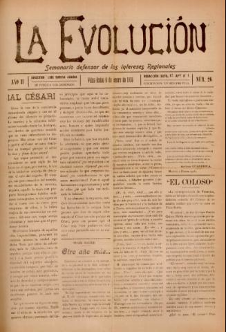 'La Evolución : semanario defensor de los intereses regionales' - Año 2 Número 26 - 1916 enero 09