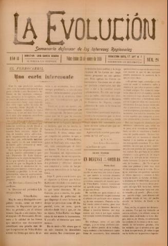 'La Evolución : semanario defensor de los intereses regionales' - Año 2 Número 28 - 1916 enero 23