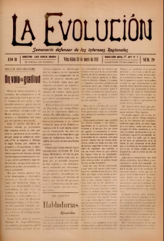 'La Evolución : semanario defensor de los intereses regionales' - Año 2 Número 29 - 1916 enero 30