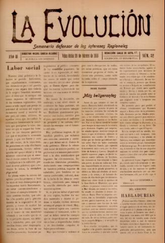 'La Evolución : semanario defensor de los intereses regionales' - Año 2 Número 32 - 1916 febrero 20
